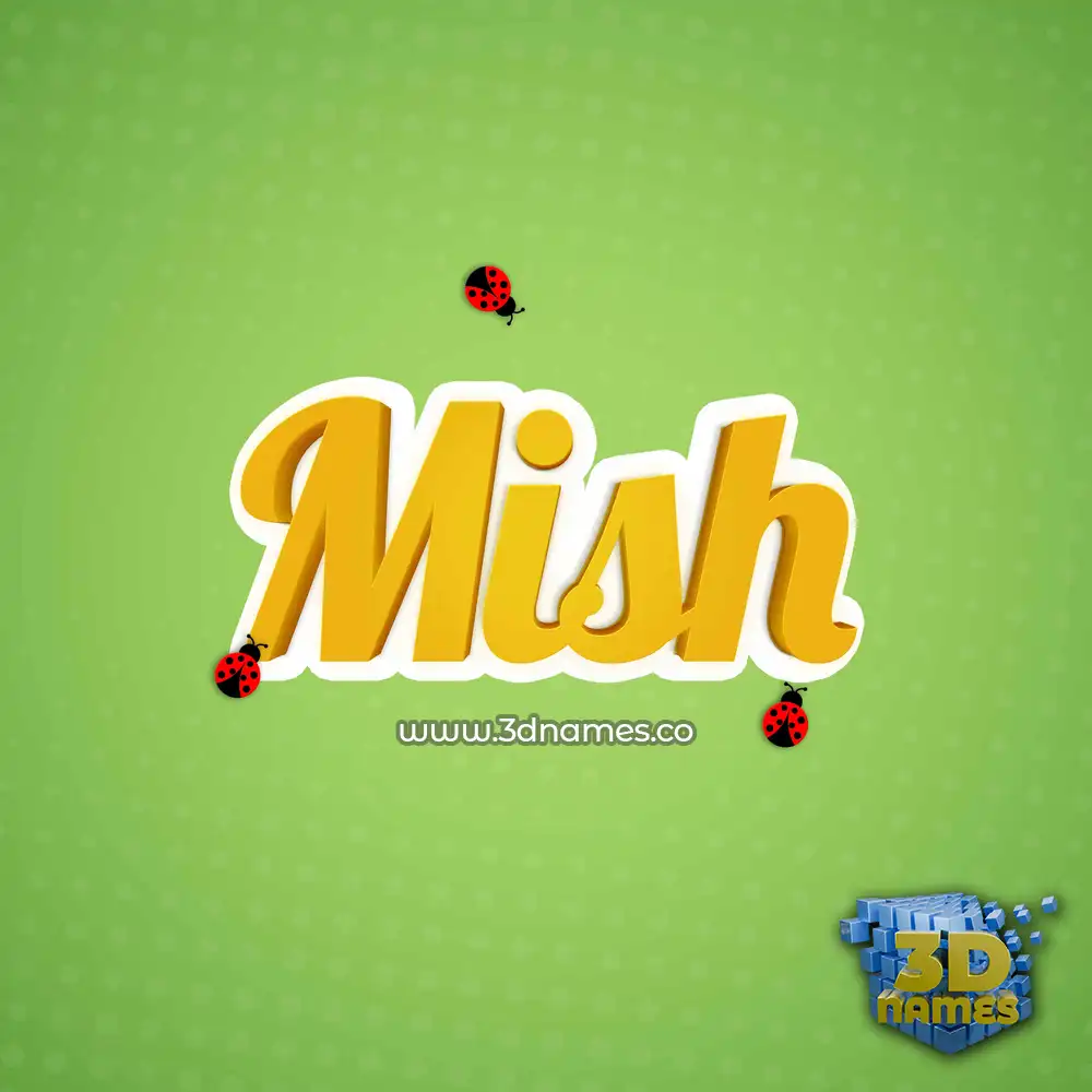 mish in Ladybugs style - 3D name wallpaper