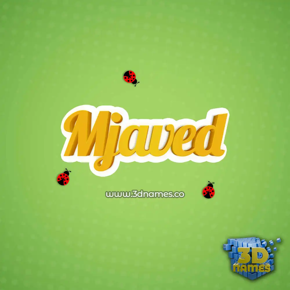 mjaved in Ladybugs style - 3D name wallpaper