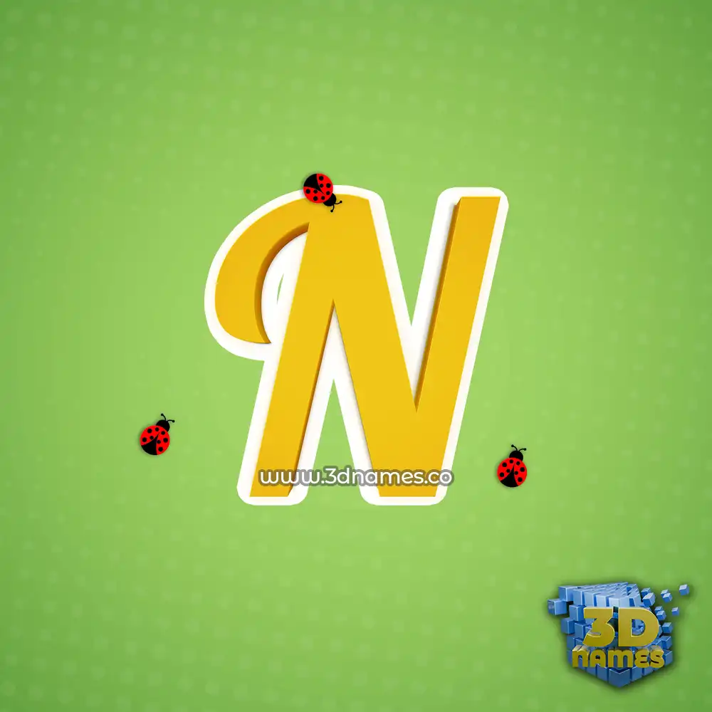n in Ladybugs style - 3D name wallpaper