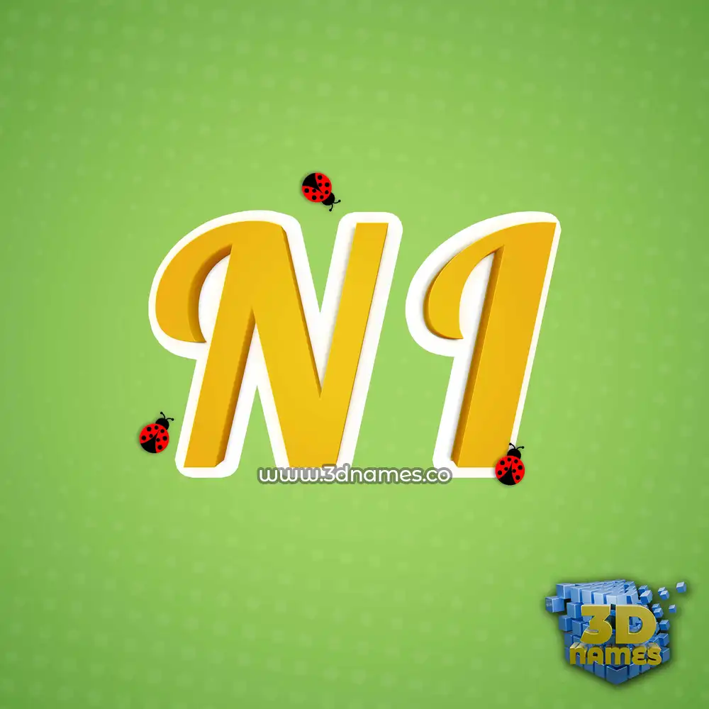 n i in Ladybugs style - 3D name wallpaper
