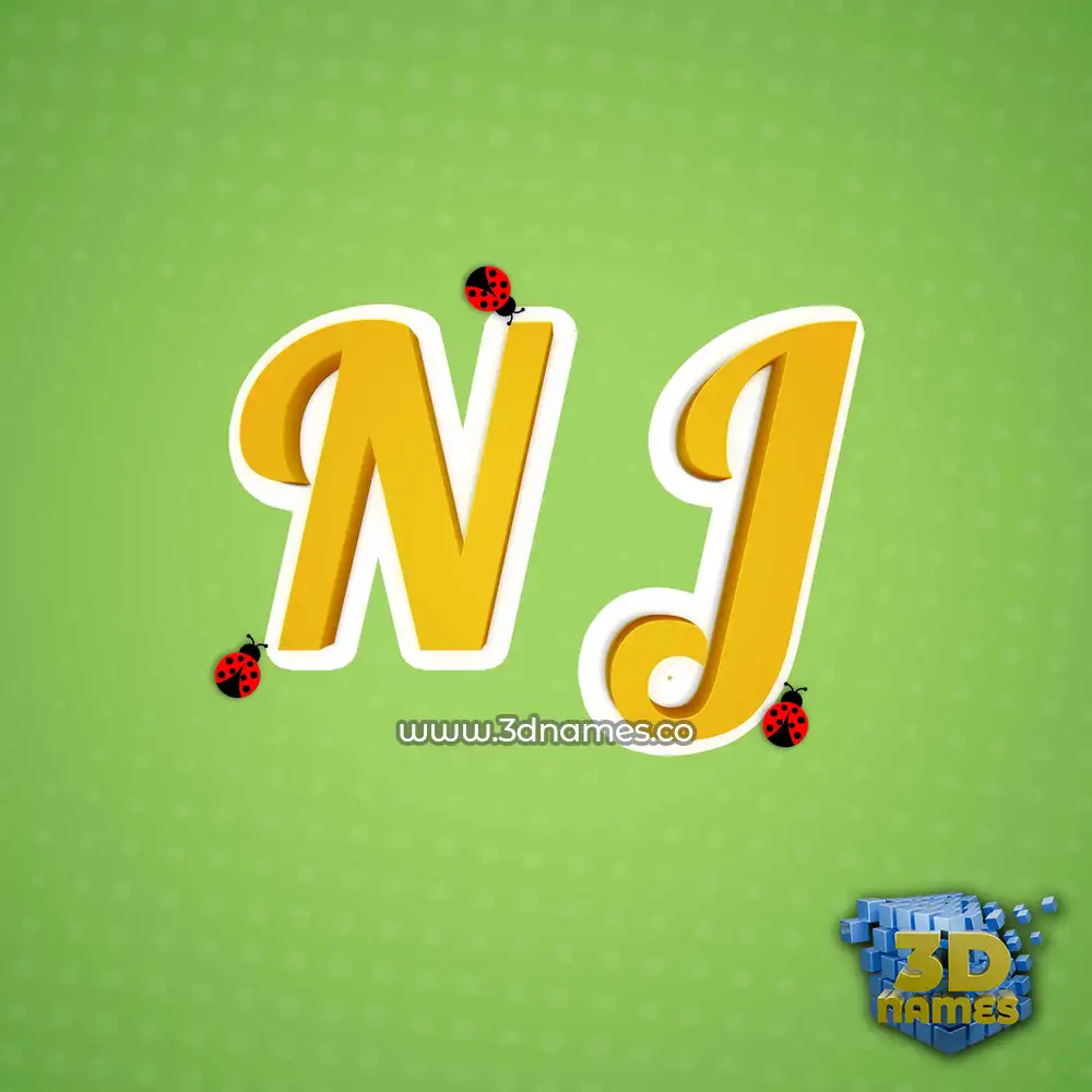 n j in Ladybugs style - 3D name wallpaper
