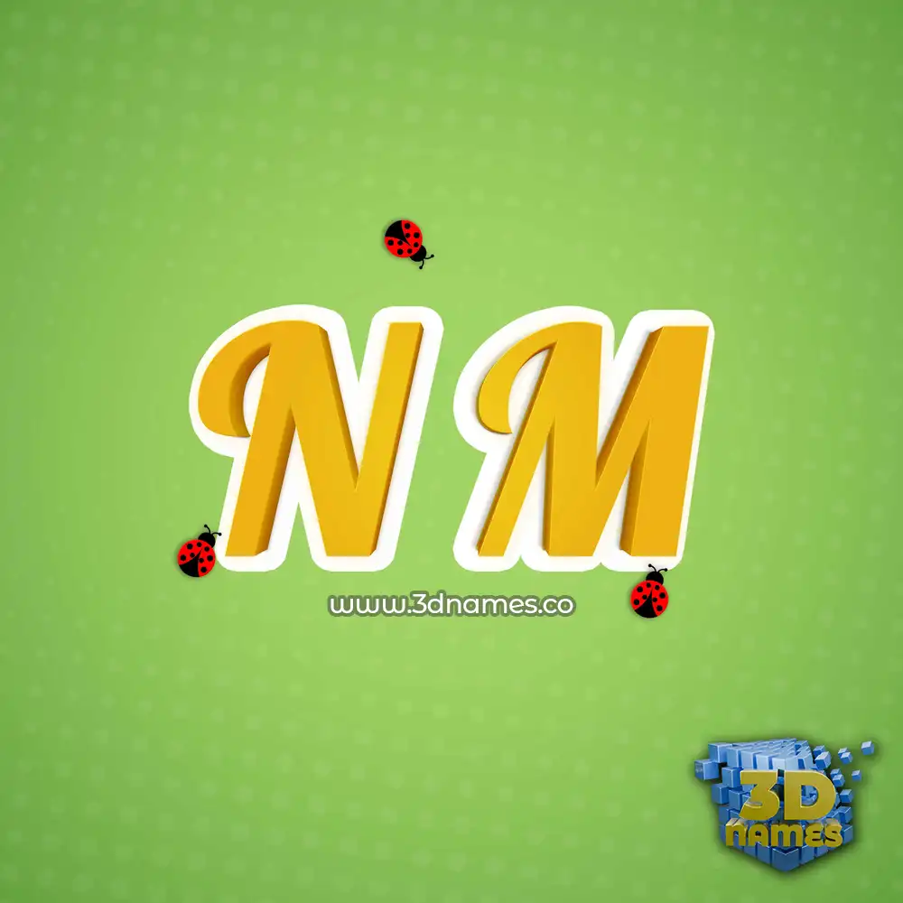 n m in Ladybugs style - 3D name wallpaper