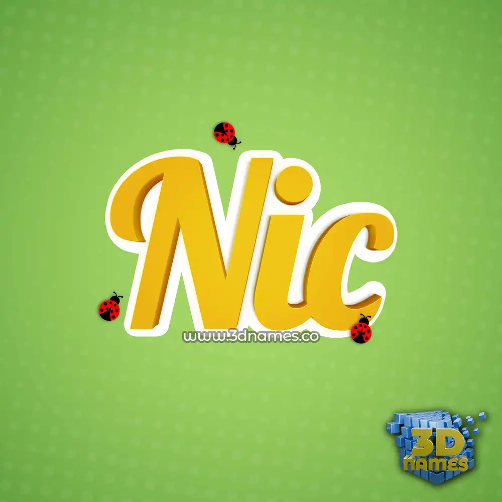 nic in Ladybugs style - 3D name wallpaper