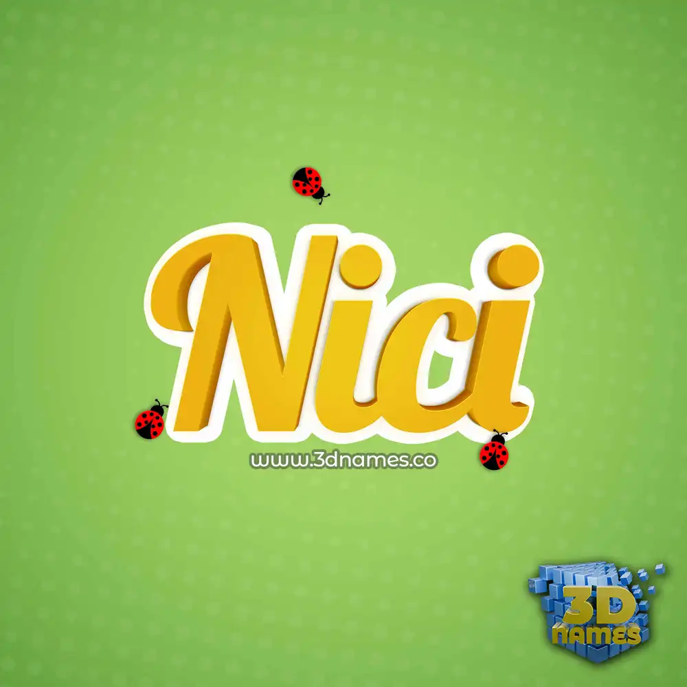 nici in Ladybugs style - 3D name wallpaper