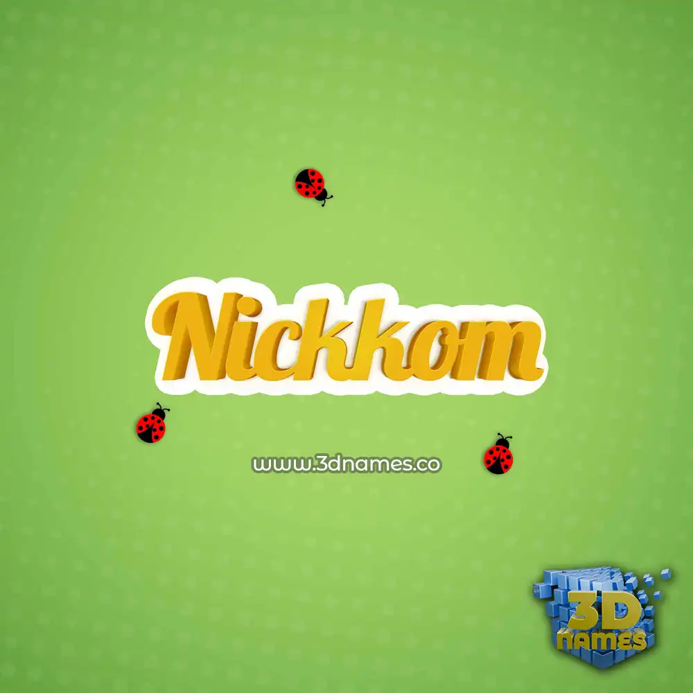 nickkom in Ladybugs style - 3D name wallpaper