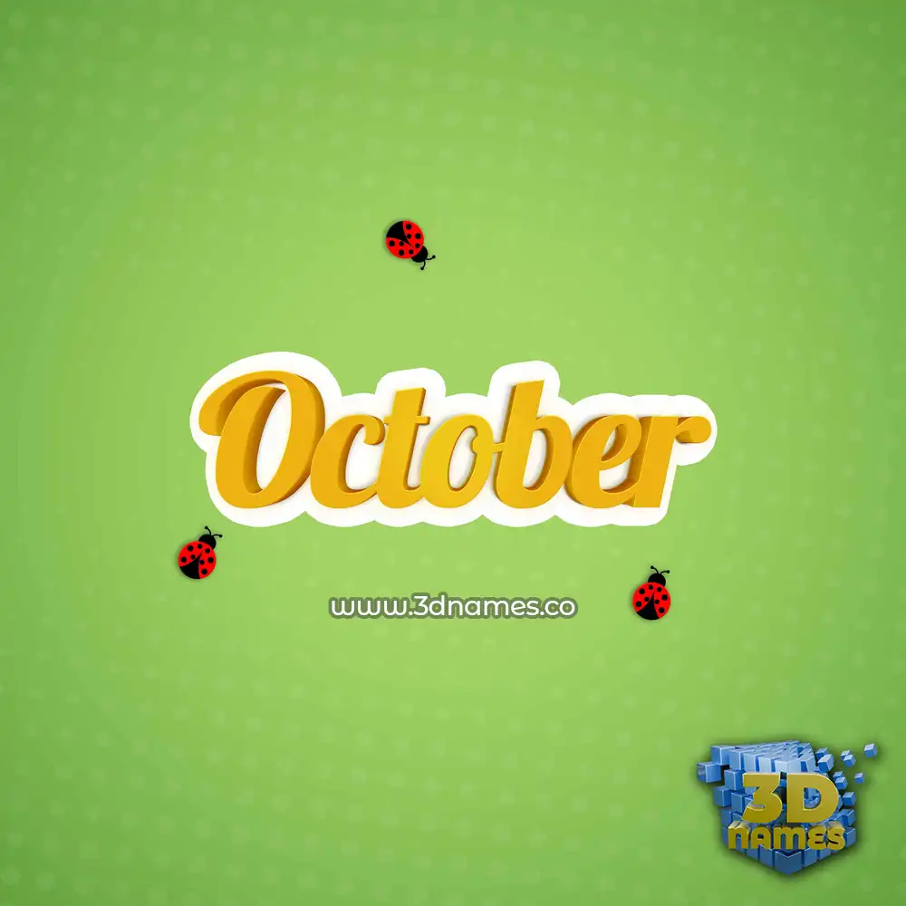 october in Ladybugs style - 3D name wallpaper