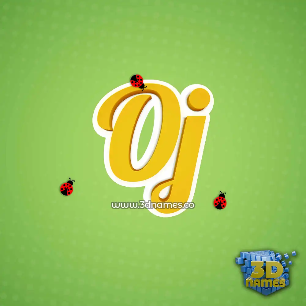 oj in Ladybugs style - 3D name wallpaper