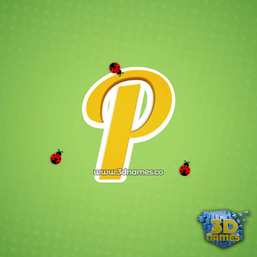 p in Ladybugs style - 3D name wallpaper