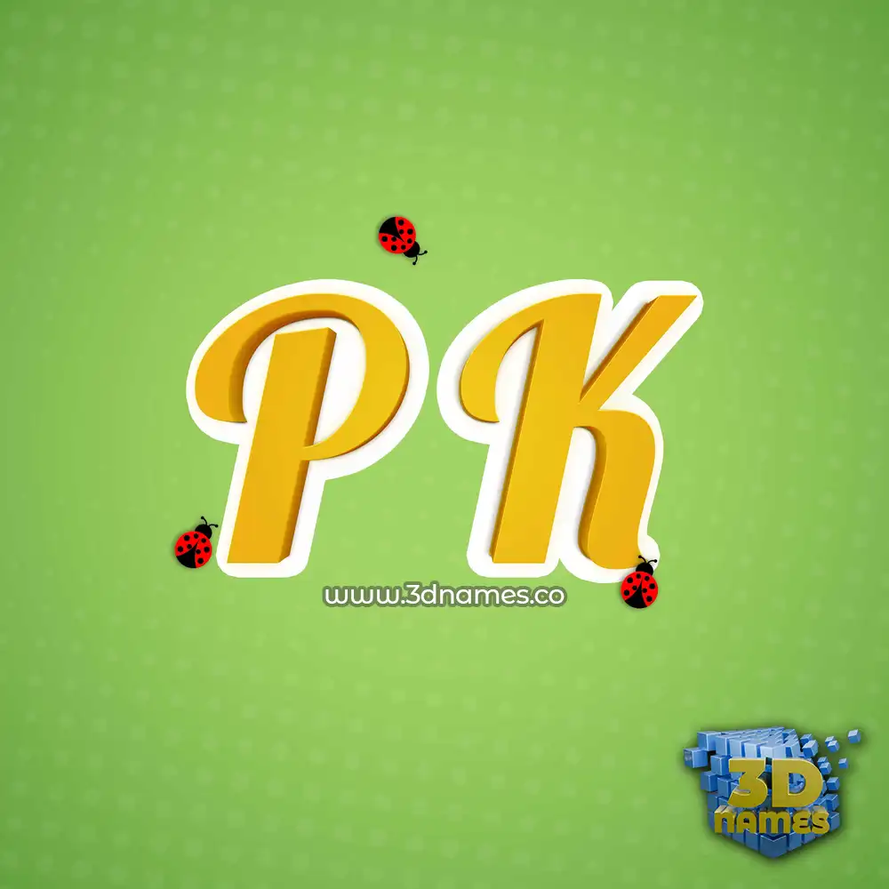 p k in Ladybugs style - 3D name wallpaper