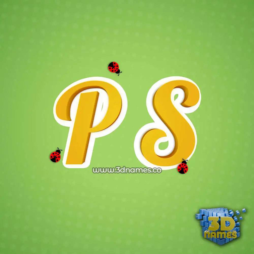 p s in Ladybugs style - 3D name wallpaper