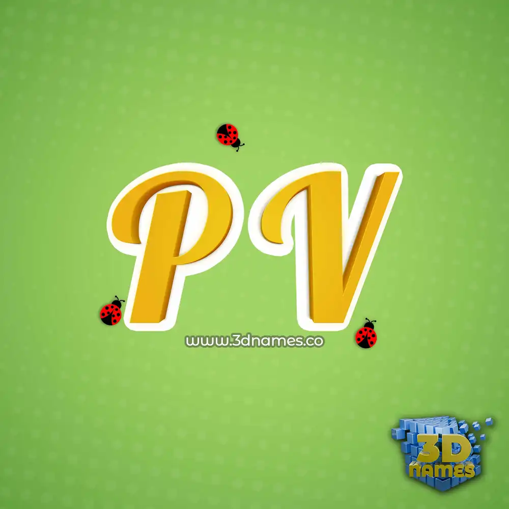 p v in Ladybugs style - 3D name wallpaper