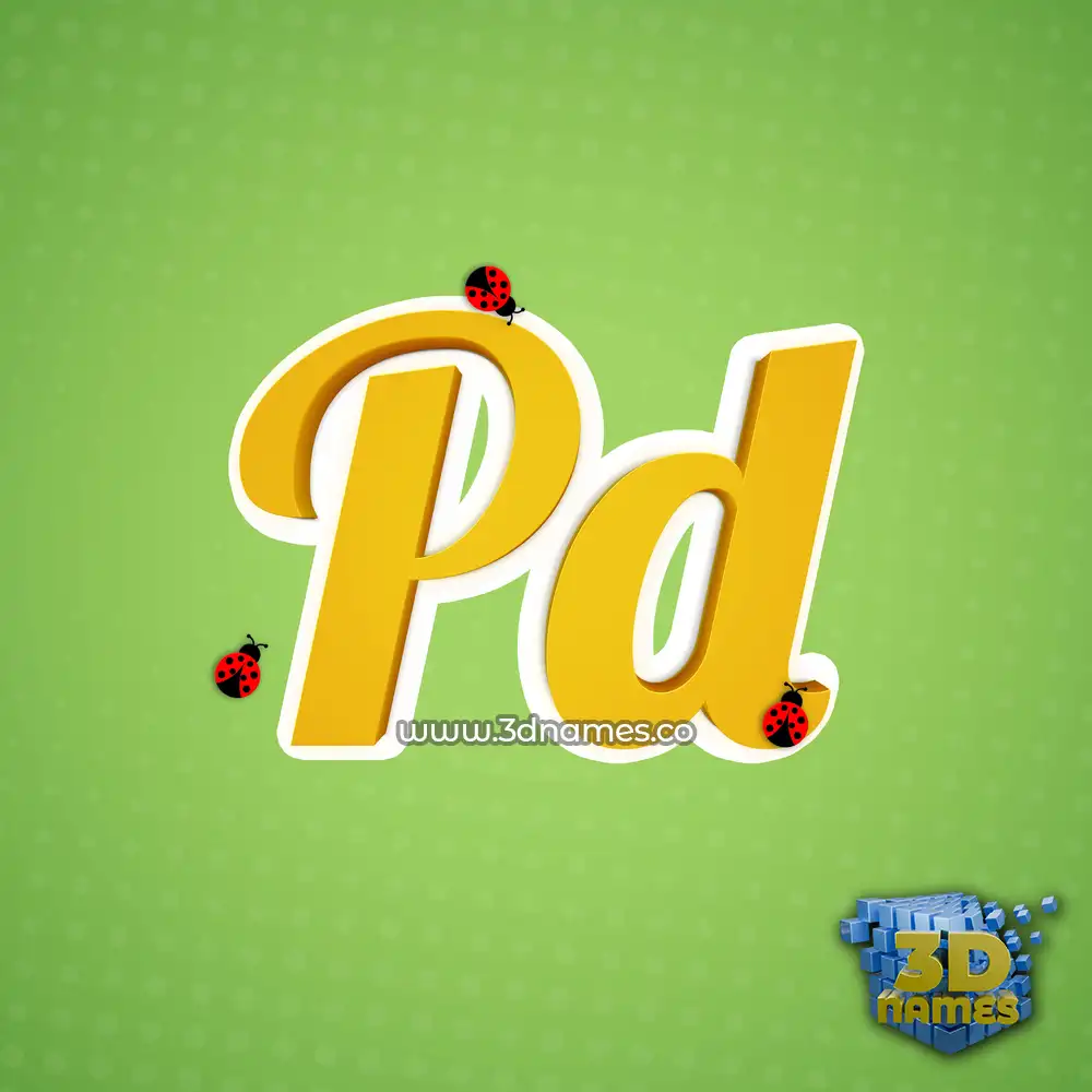 pd in Ladybugs style - 3D name wallpaper