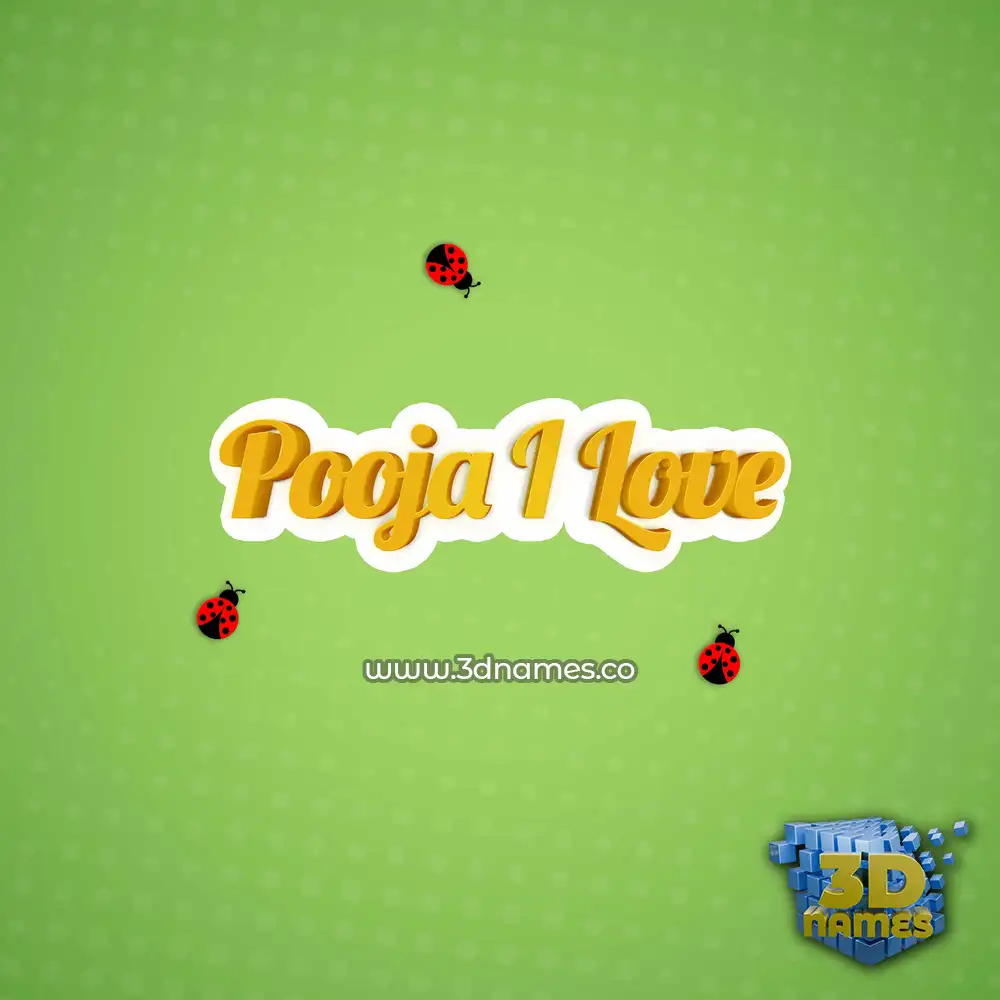 pooja i love in Ladybugs style - 3D name wallpaper