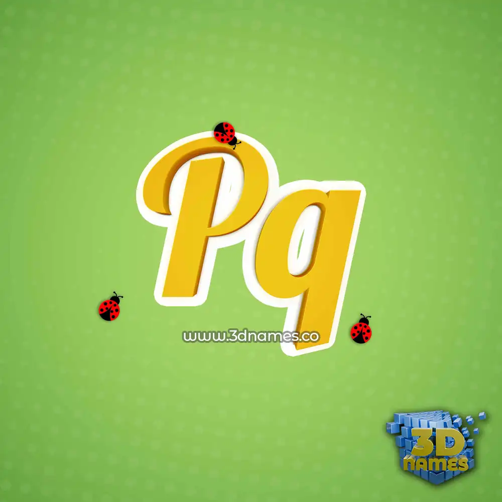 pq in Ladybugs style - 3D name wallpaper