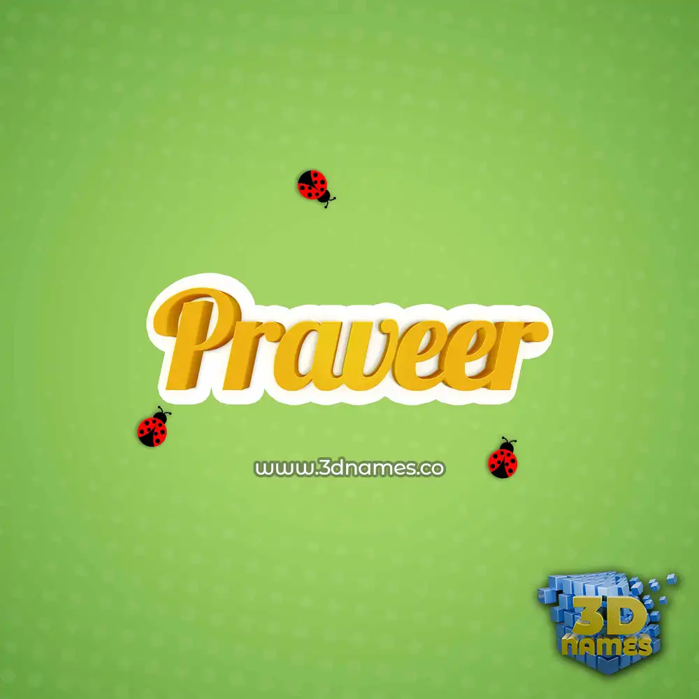 praveer in Ladybugs style - 3D name wallpaper