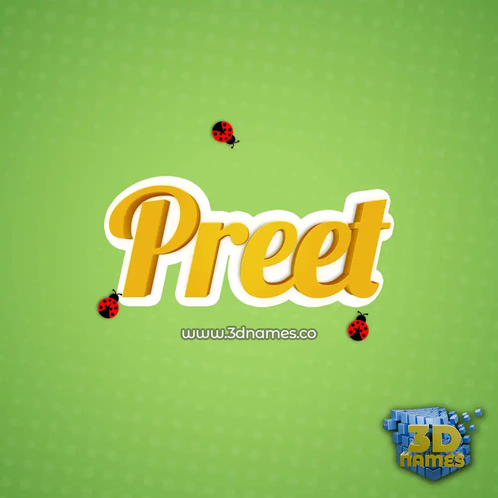 preet in Ladybugs style - 3D name wallpaper