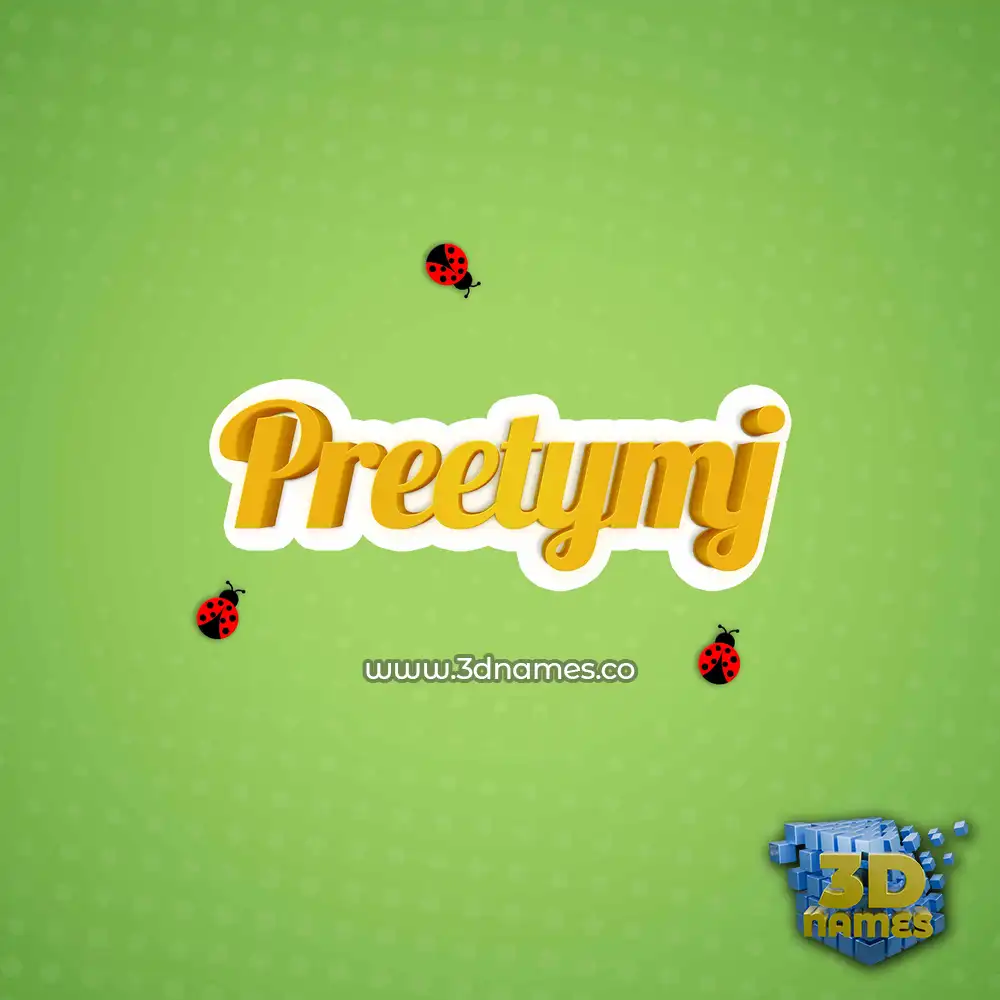preetymj in Ladybugs style - 3D name wallpaper