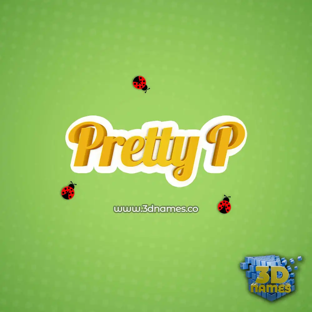 pretty p in Ladybugs style - 3D name wallpaper