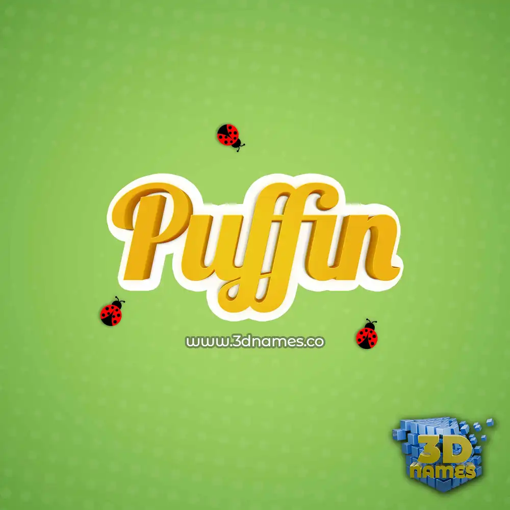 puffin in Ladybugs style - 3D name wallpaper