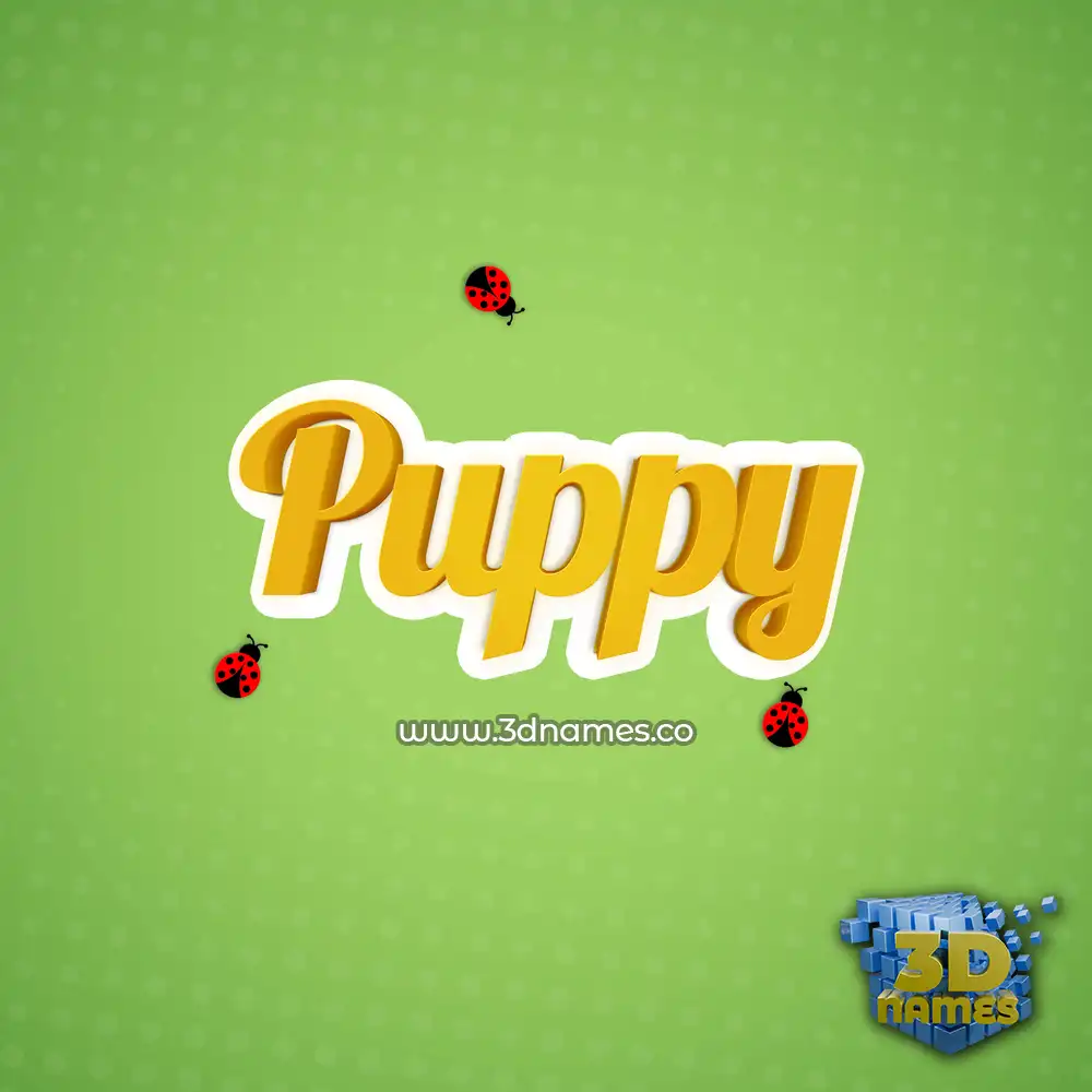 puppy in Ladybugs style - 3D name wallpaper