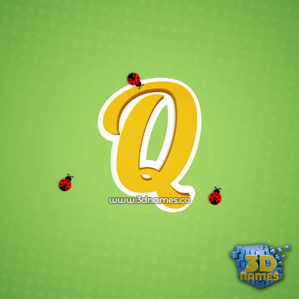 q in Ladybugs style - 3D name wallpaper