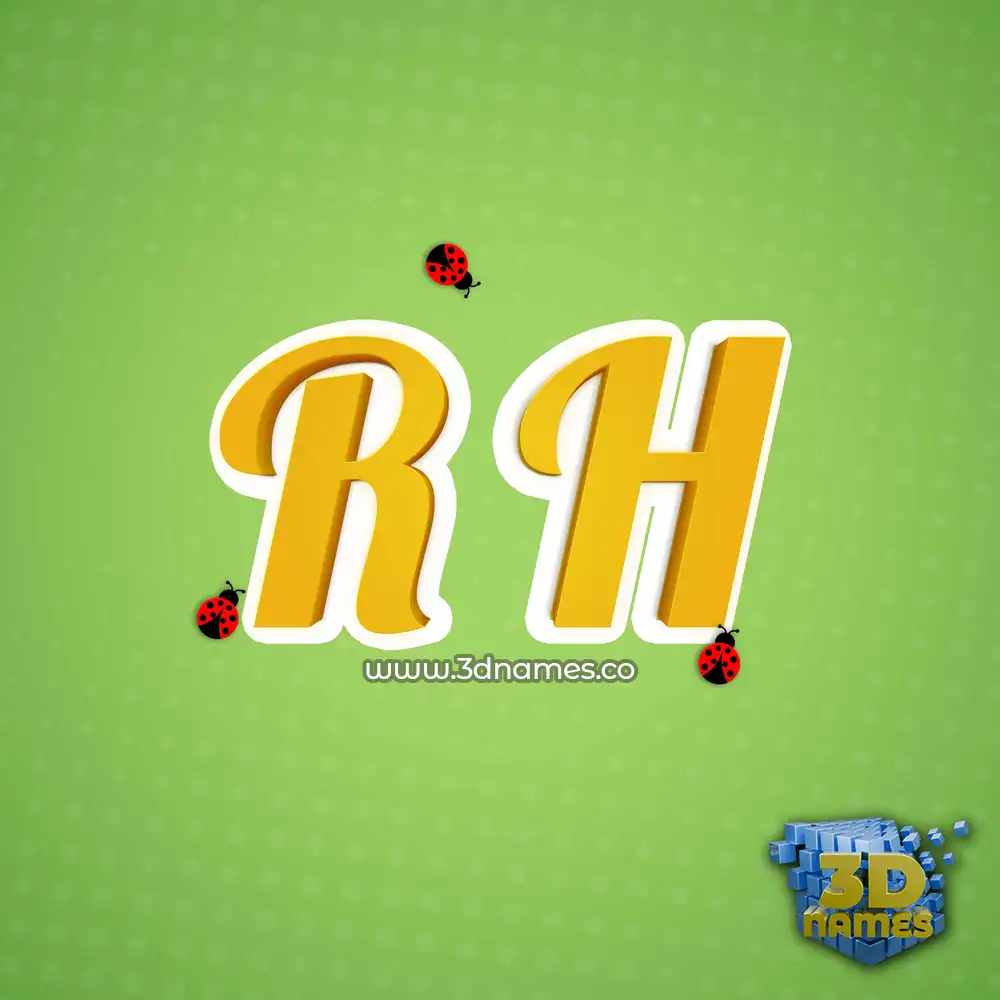 r h in Ladybugs style - 3D name wallpaper