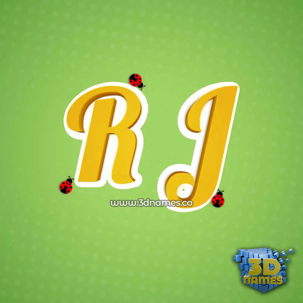 r j in Ladybugs style - 3D name wallpaper