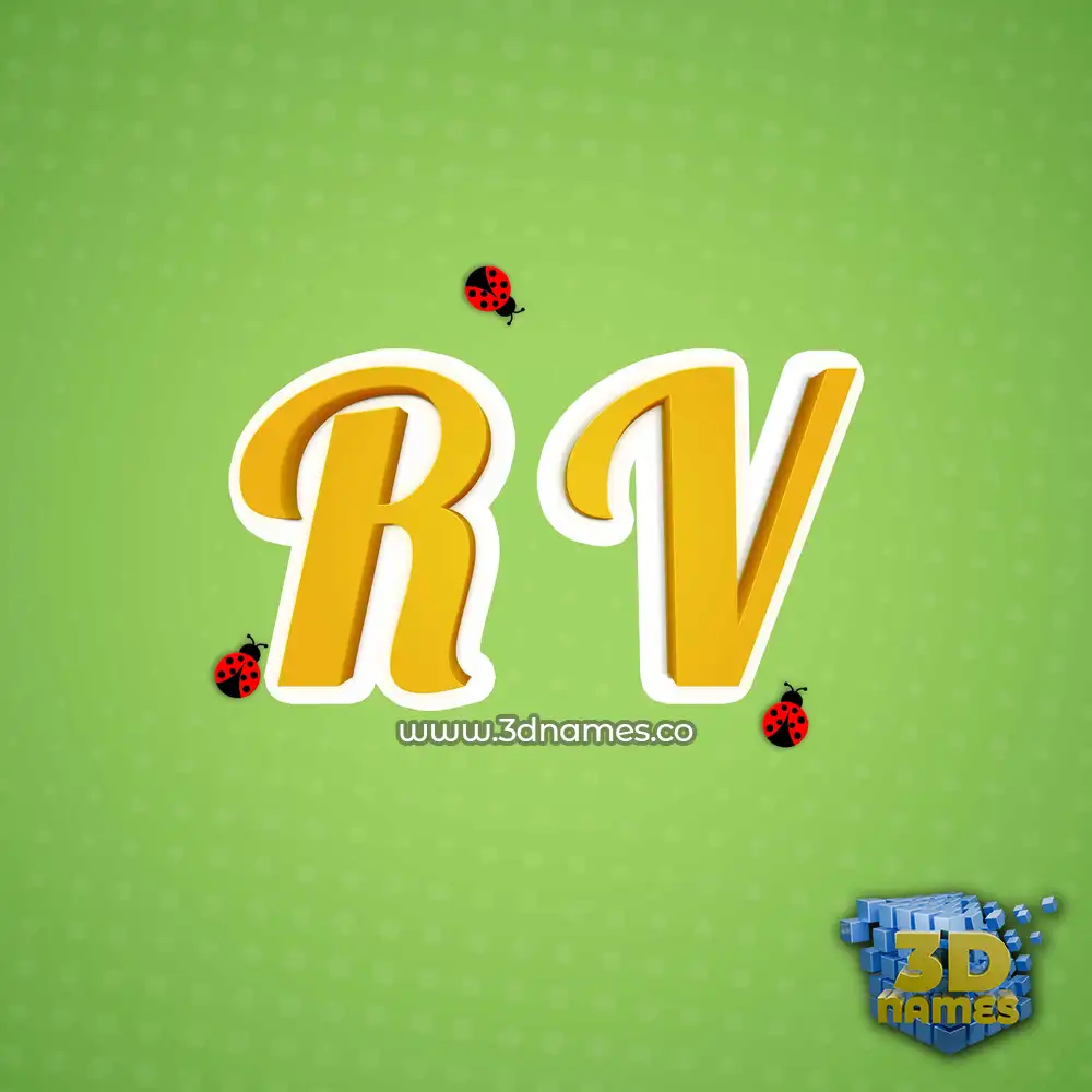 r v in Ladybugs style - 3D name wallpaper