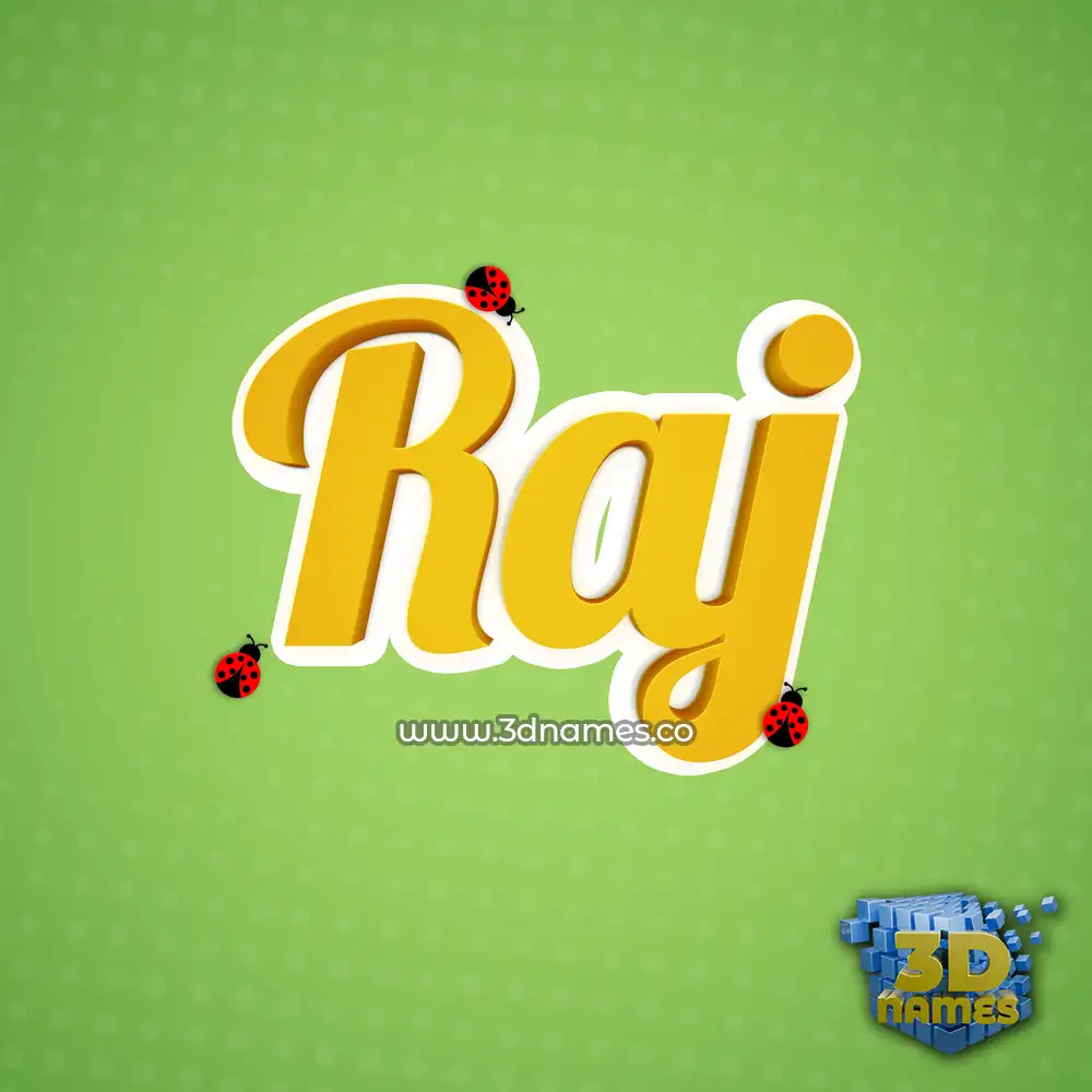 raj in Ladybugs style - 3D name wallpaper