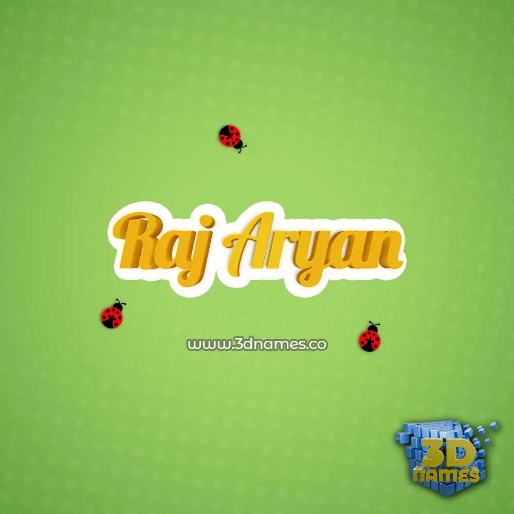 raj aryan in Ladybugs style - 3D name wallpaper