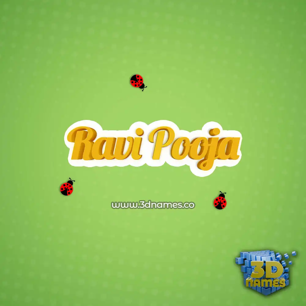ravi pooja in Ladybugs style - 3D name wallpaper