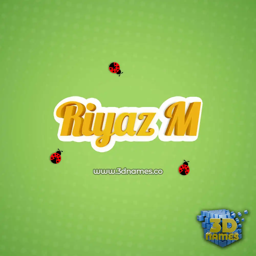 riyaz m in Ladybugs style - 3D name wallpaper