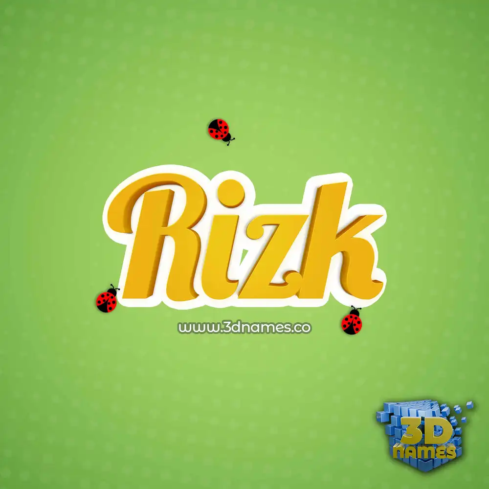 rizk in Ladybugs style - 3D name wallpaper