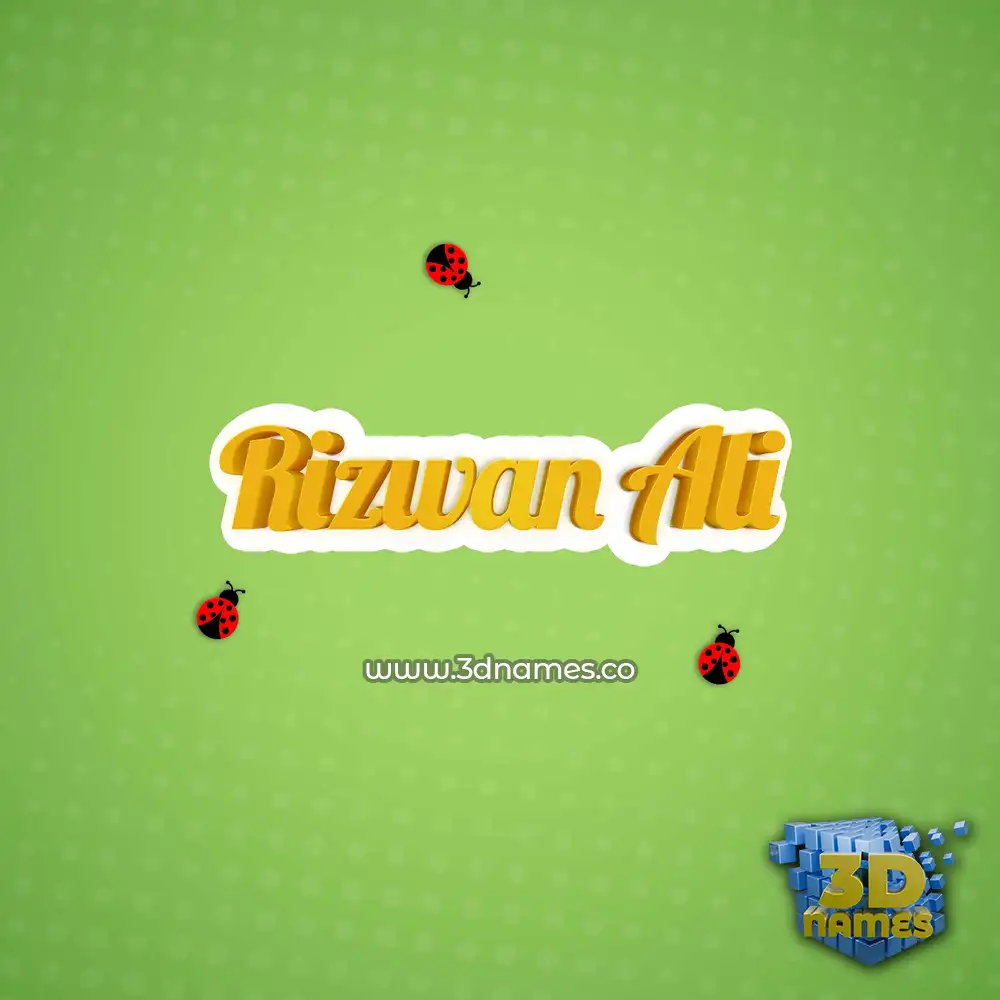 rizwan ali in Ladybugs style - 3D name wallpaper
