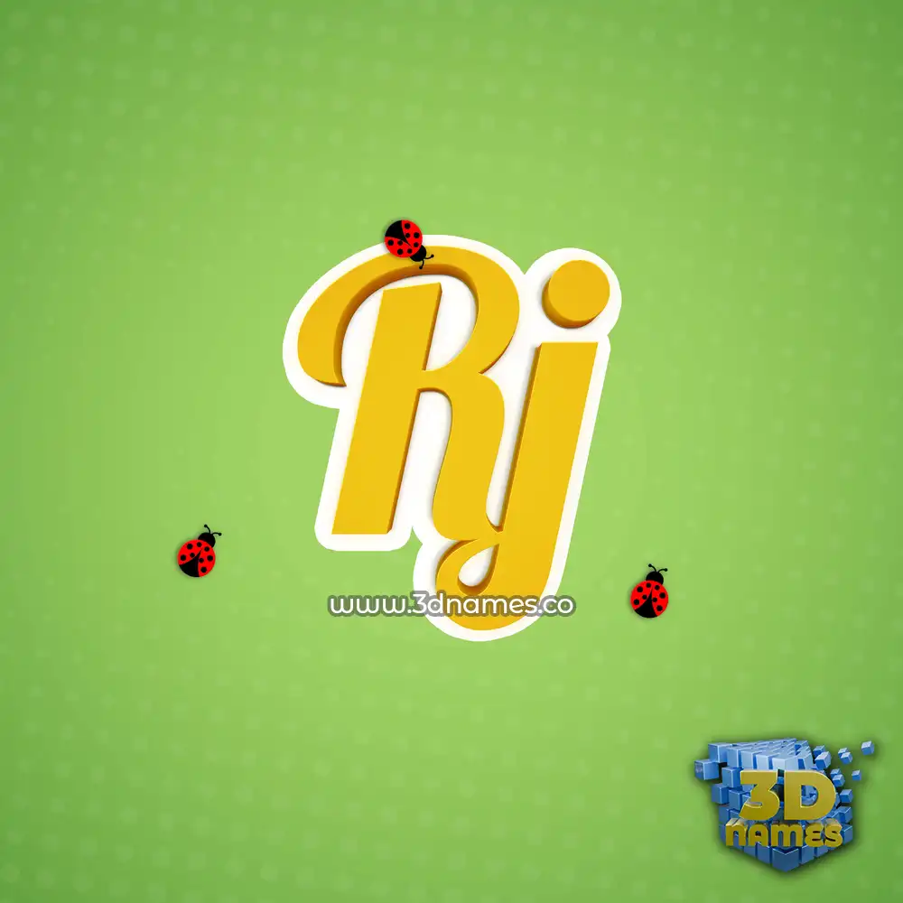 rj in Ladybugs style - 3D name wallpaper