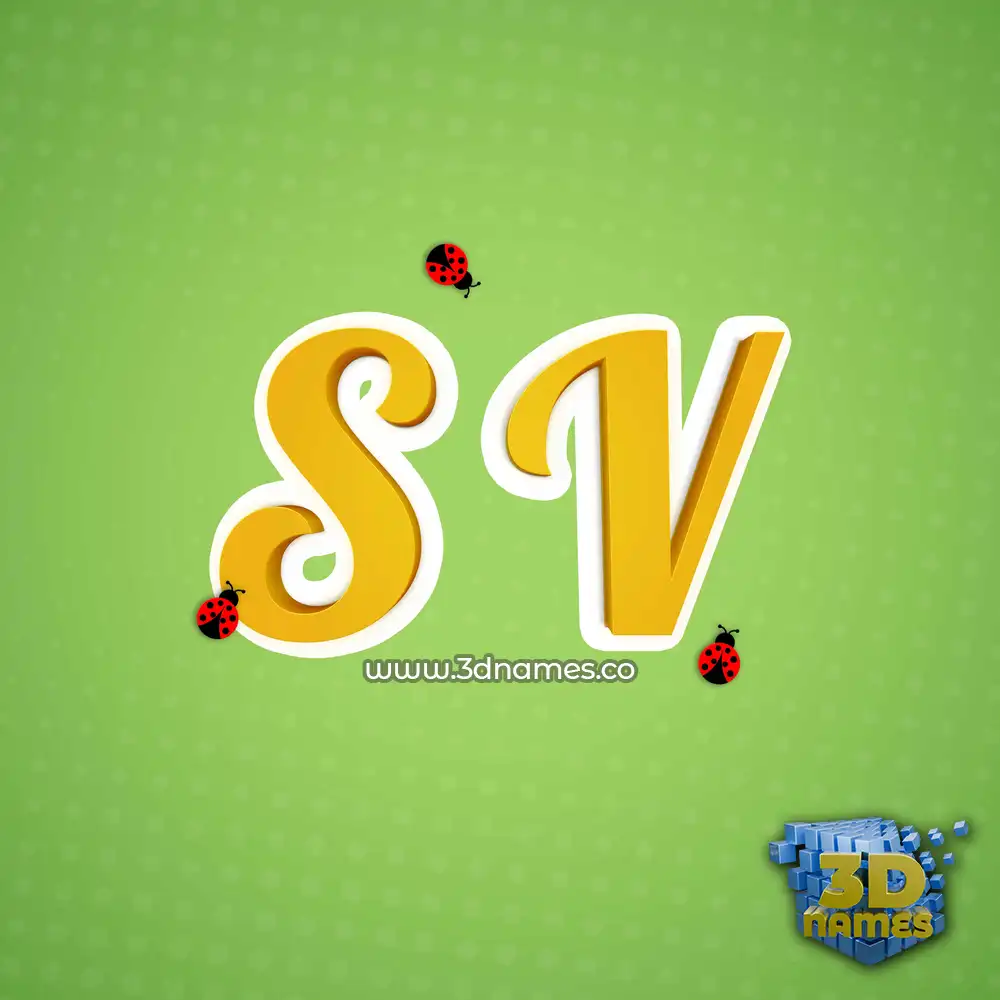 s v in Ladybugs style - 3D name wallpaper