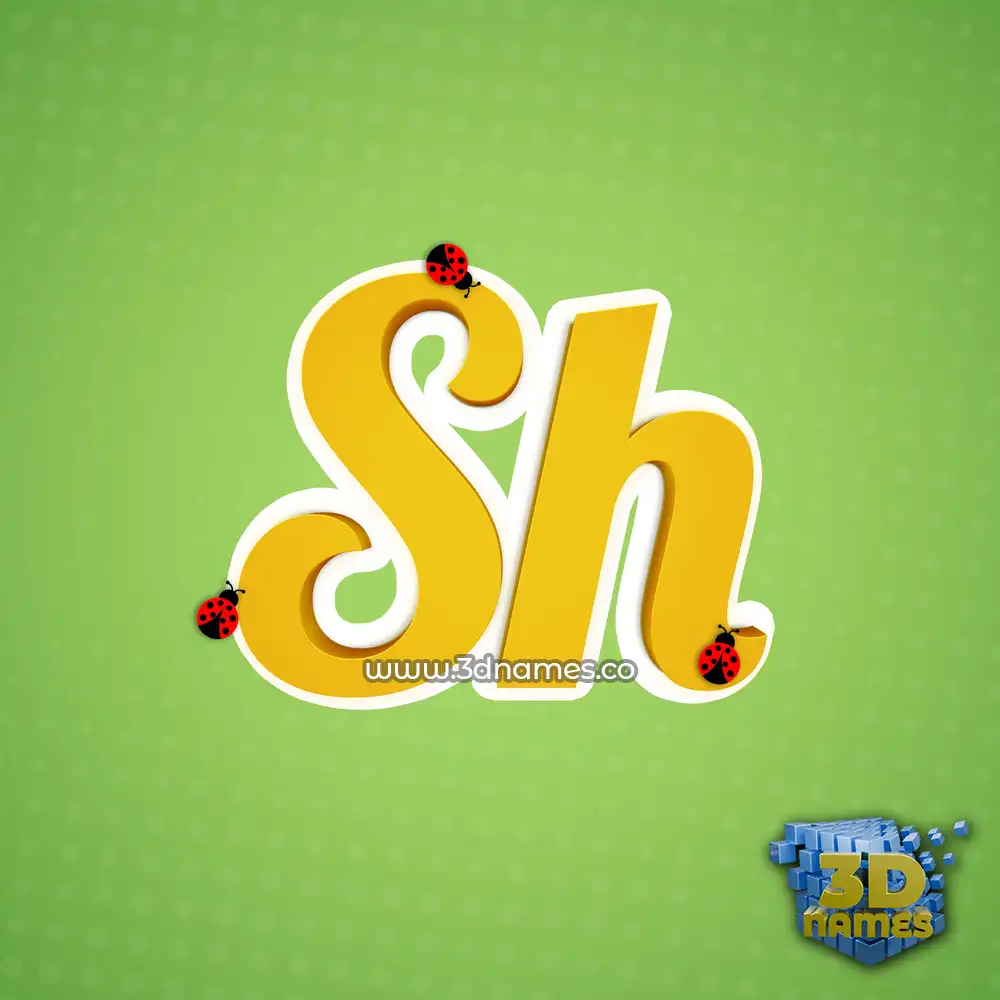 sh in Ladybugs style - 3D name wallpaper