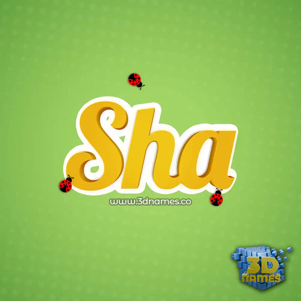 sha in Ladybugs style - 3D name wallpaper