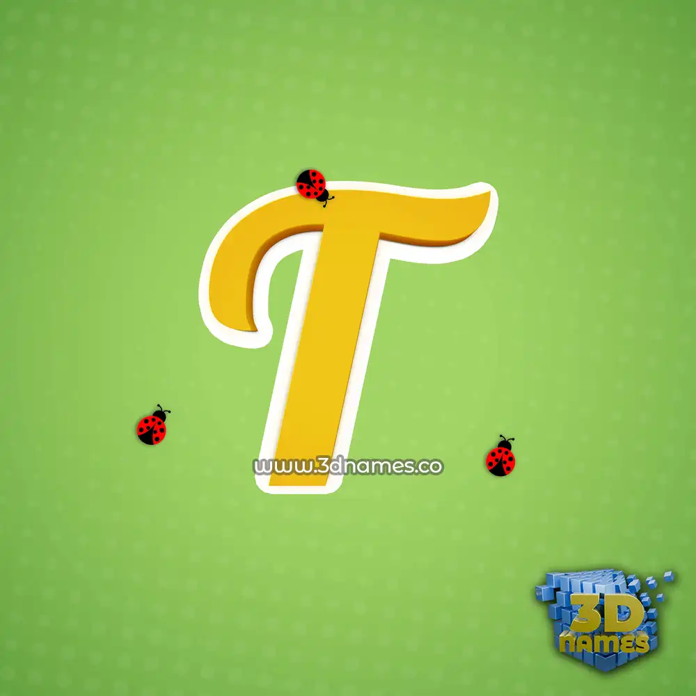 t in Ladybugs style - 3D name wallpaper