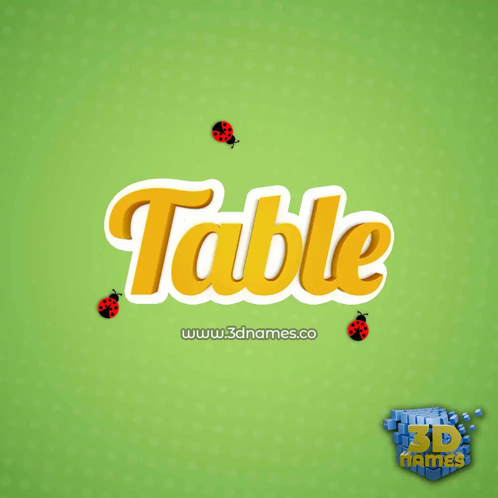 table in Ladybugs style - 3D name wallpaper