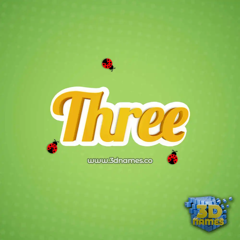 three in Ladybugs style - 3D name wallpaper