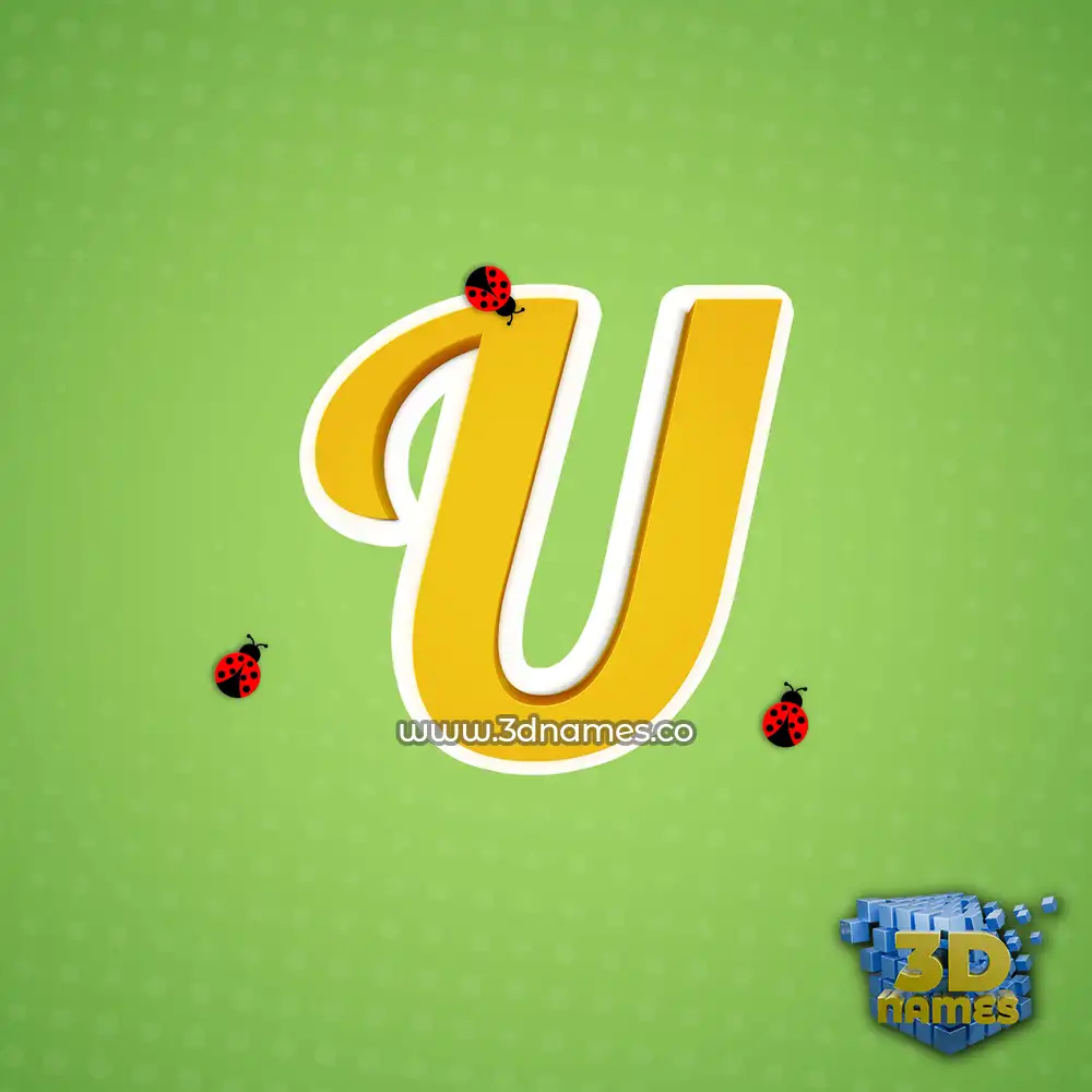 u in Ladybugs style - 3D name wallpaper
