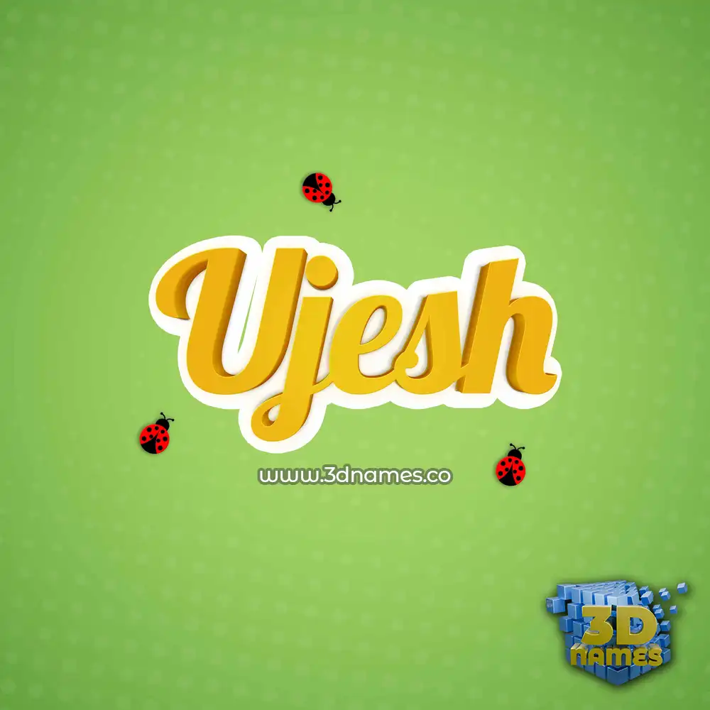 ujesh in Ladybugs style - 3D name wallpaper