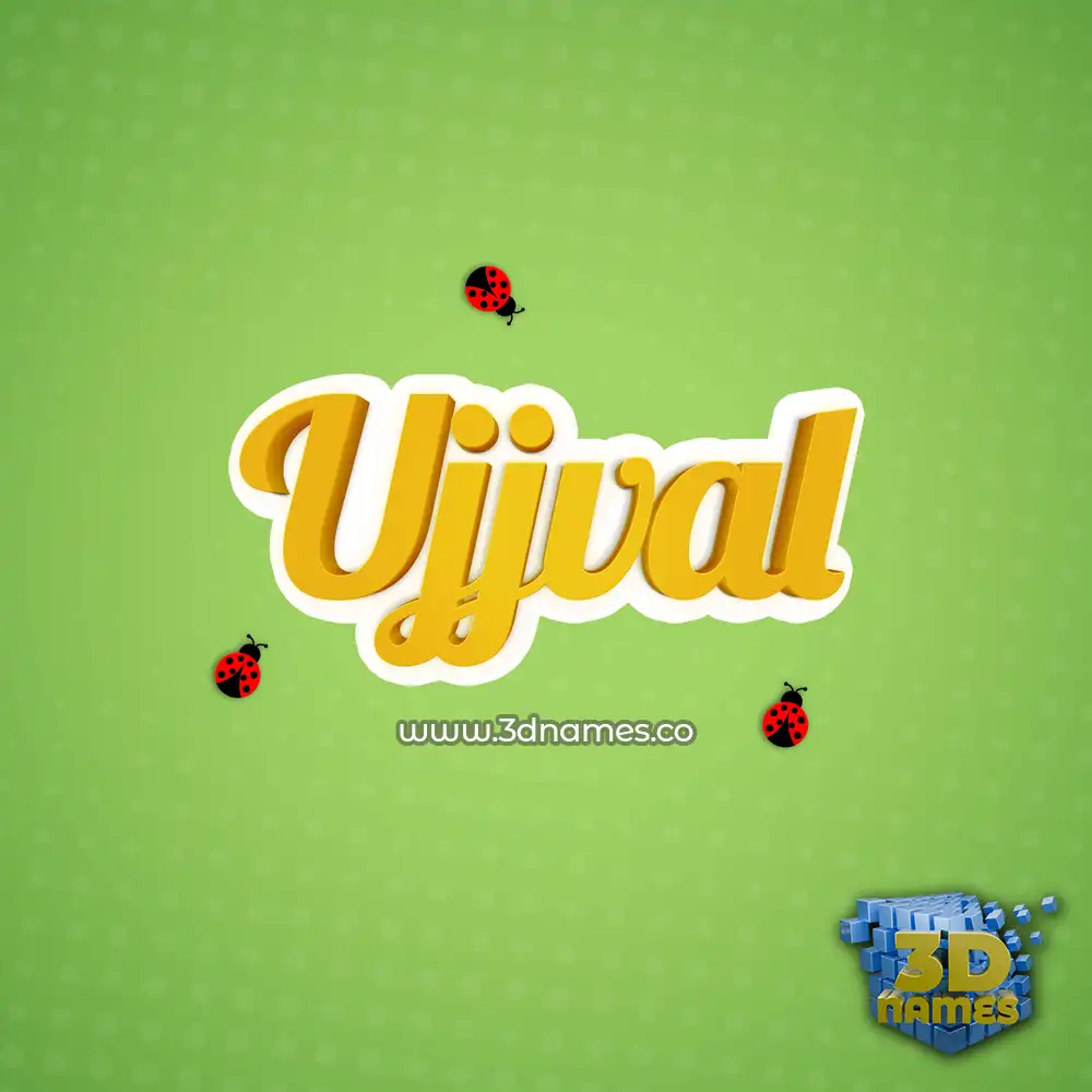 ujjval in Ladybugs style - 3D name wallpaper