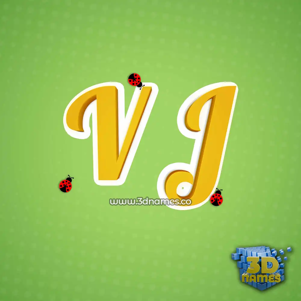 v j in Ladybugs style - 3D name wallpaper