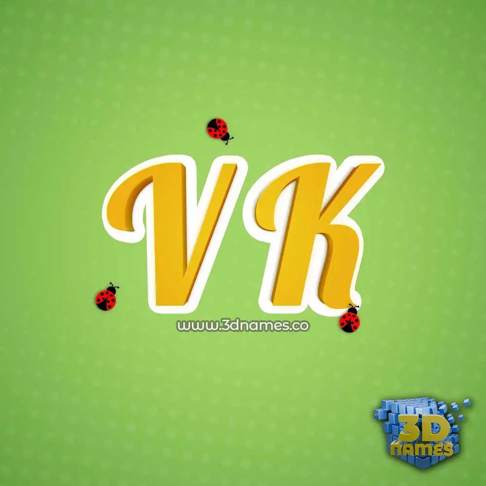 v k in Ladybugs style - 3D name wallpaper