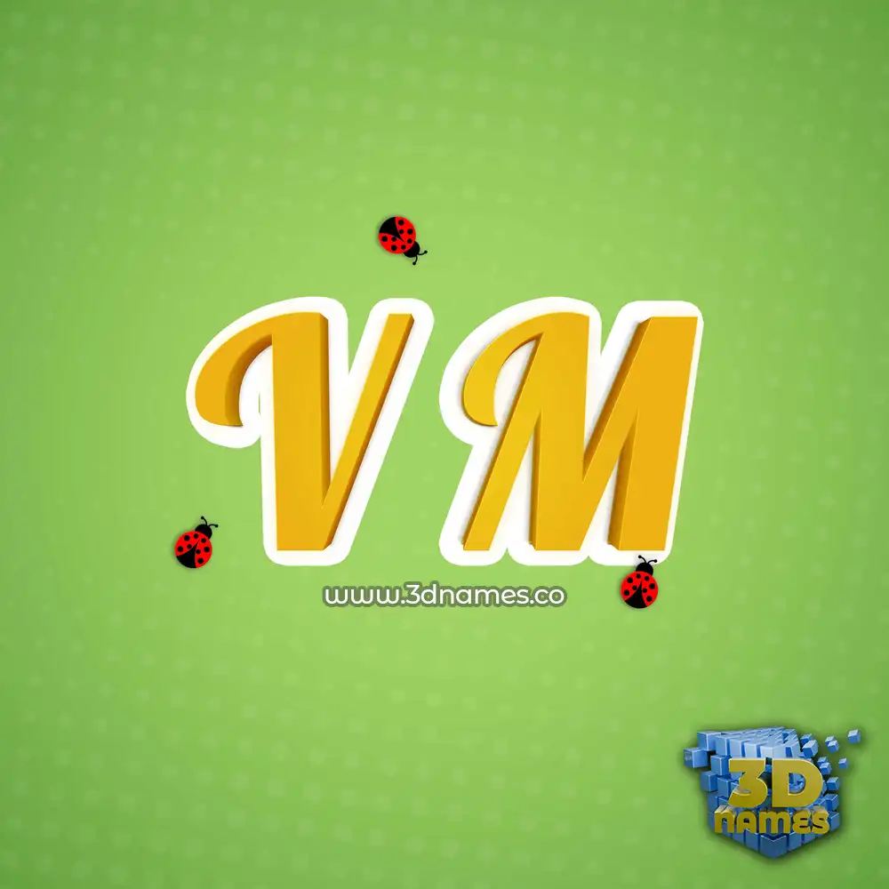 v m in Ladybugs style - 3D name wallpaper