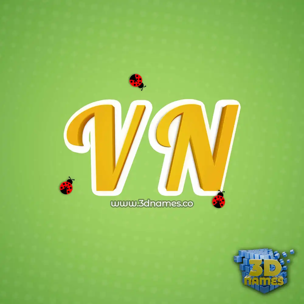 v n in Ladybugs style - 3D name wallpaper