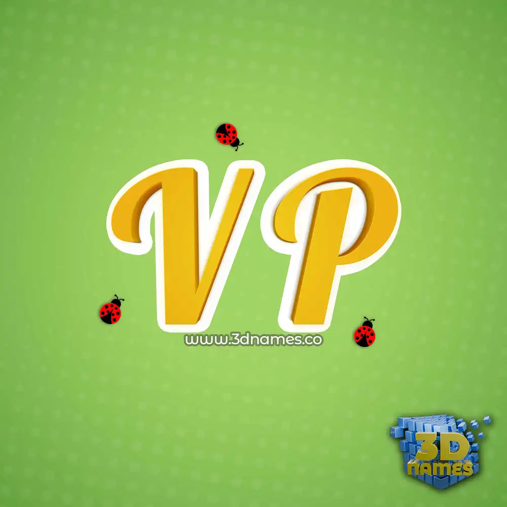 v p in Ladybugs style - 3D name wallpaper
