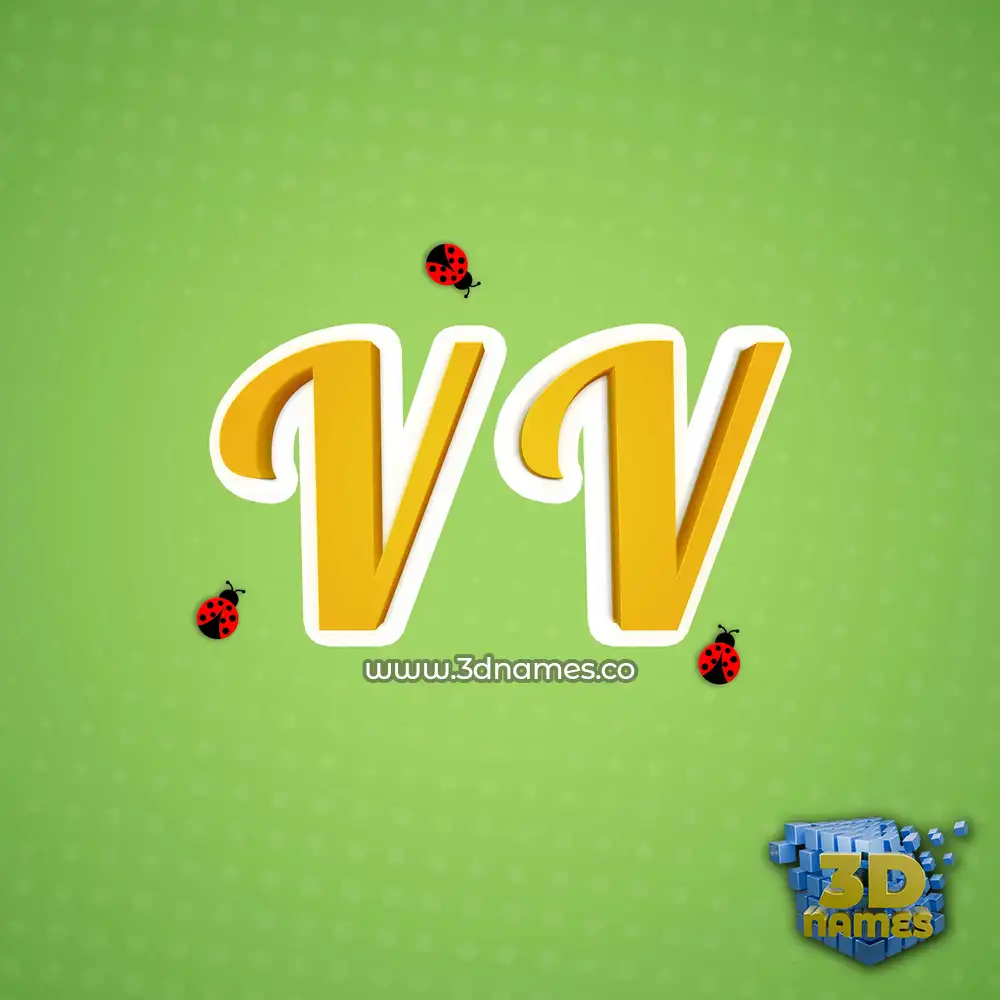 v v in Ladybugs style - 3D name wallpaper